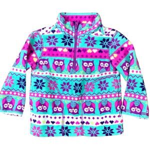 Owl Snowflake Hearts Fleece 1/4 Zip 12 Mos
